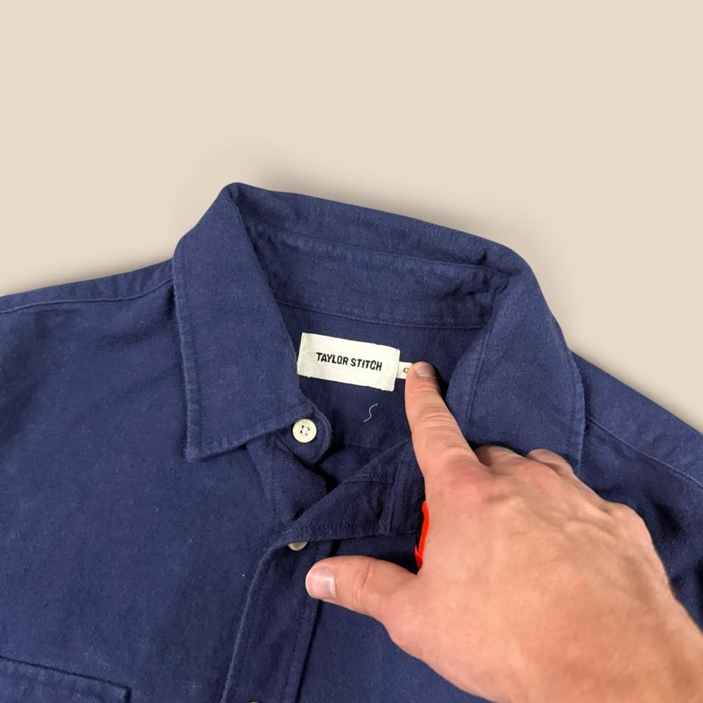 Taylor Stitch Mens Navy Blue Button Up Shirt Size 42 Large Long Sleeve Cotton - Picture 2 of 4